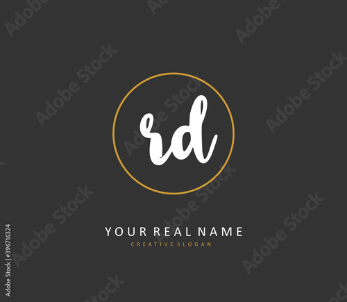 RD Initial letter handwriting and signature logo. A concept handwriting initial logo with template element.