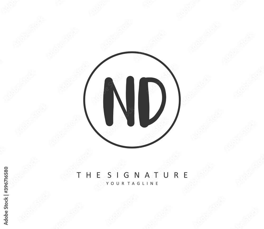 ND Initial letter handwriting and signature logo. A concept handwriting initial logo with template element. ND Initial letter handwriting and signature logo. A concept handwriting initial logo with template element.