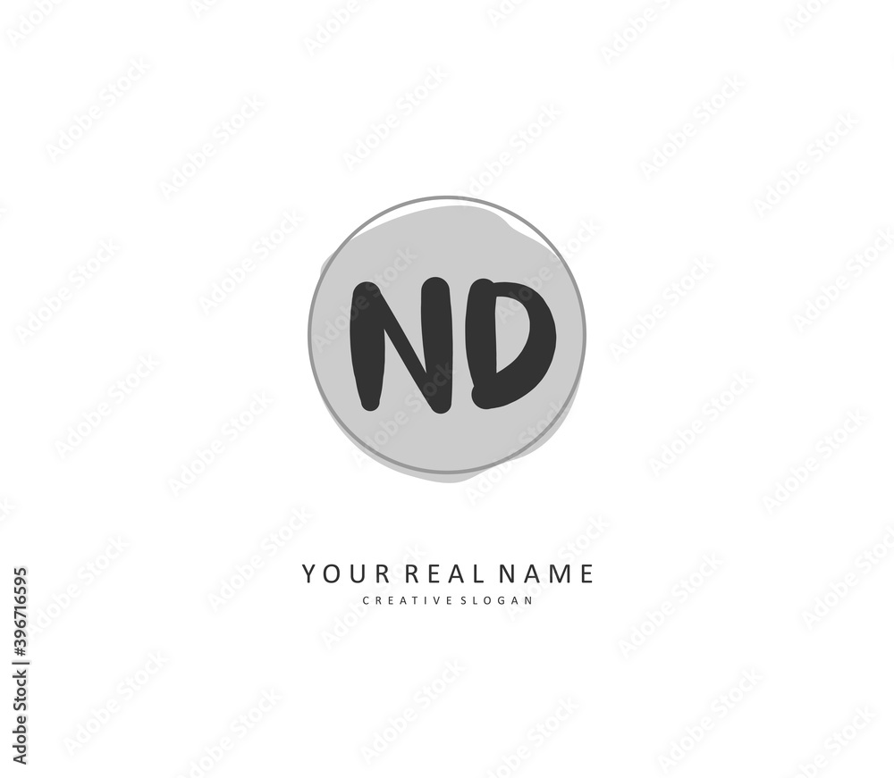 ND Initial letter handwriting and signature logo. A concept handwriting initial logo with template element. ND Initial letter handwriting and signature logo. A concept handwriting initial logo with template element.