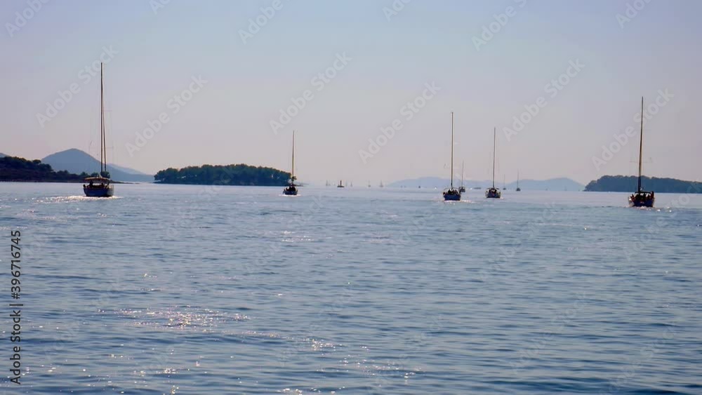 Sailing through the islands on sailing boat Sailing through the islands on sailing boat
