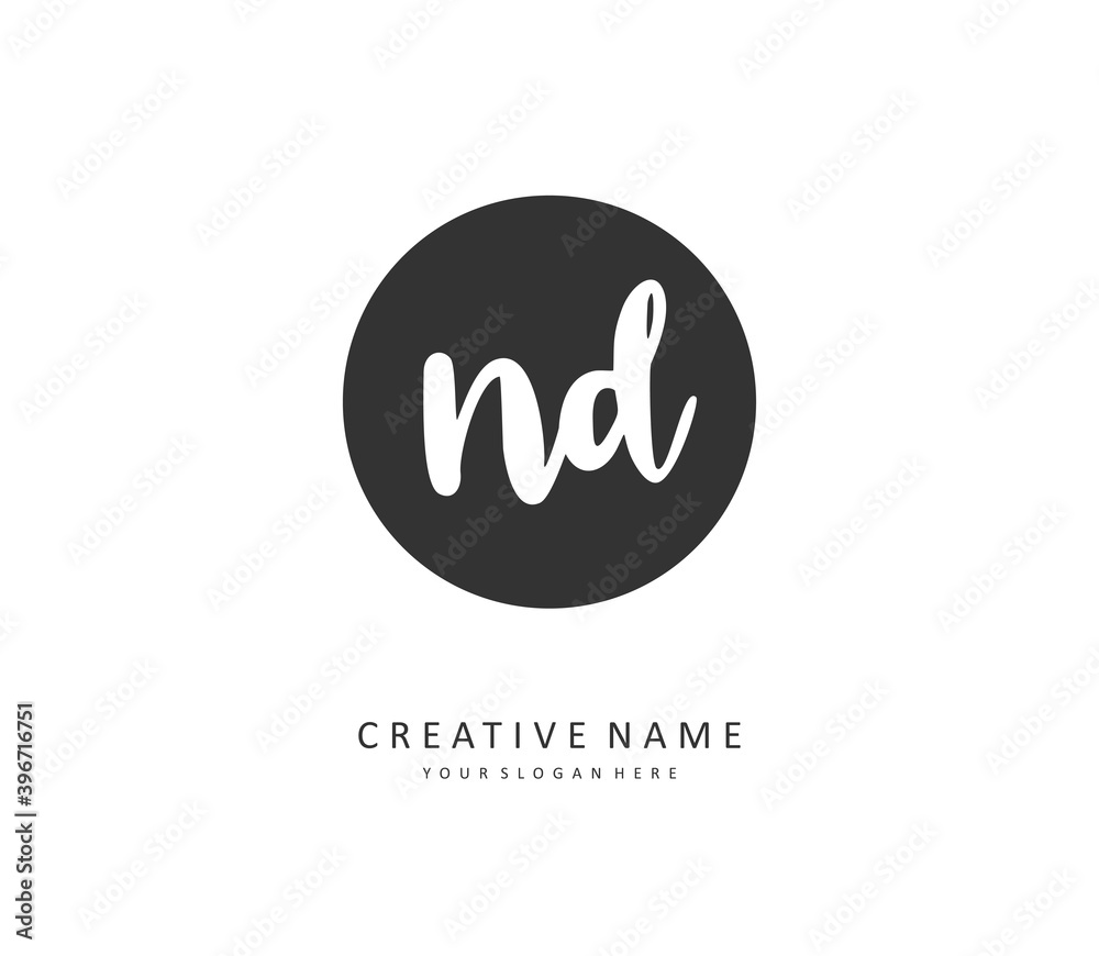 ND Initial letter handwriting and signature logo. A concept handwriting initial logo with template element. ND Initial letter handwriting and signature logo. A concept handwriting initial logo with template element.