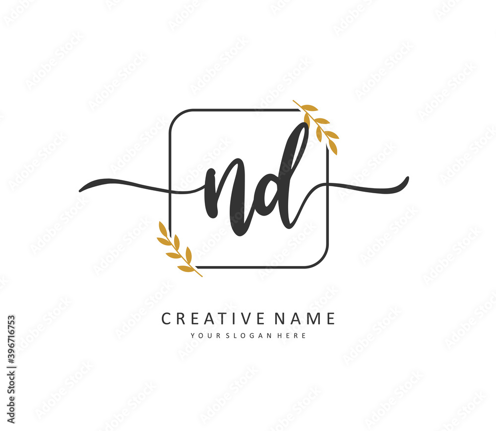 ND Initial letter handwriting and signature logo. A concept handwriting initial logo with template element. ND Initial letter handwriting and signature logo. A concept handwriting initial logo with template element.