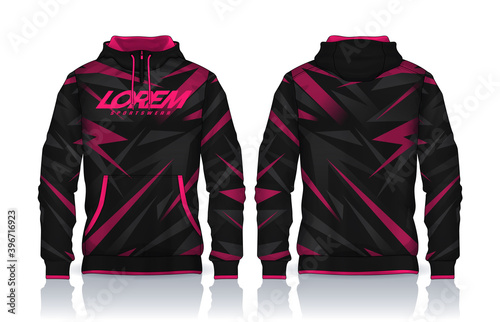 Hoodie shirts template.Jacket Design,Sportswear Track front and back view.