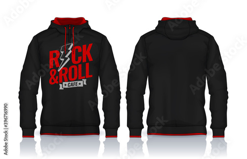 Hoodie shirts template.Jacket Design,Sportswear Track front and back view.