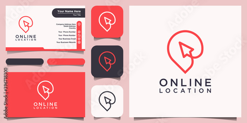 Online location Logo designs Template. cursor combined with pin maps.