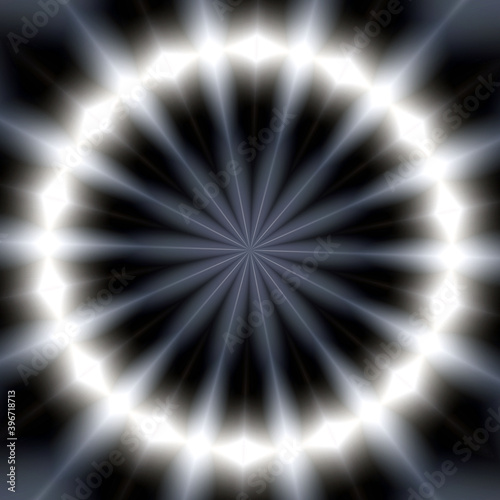Black white wheel, abstract background with rays
