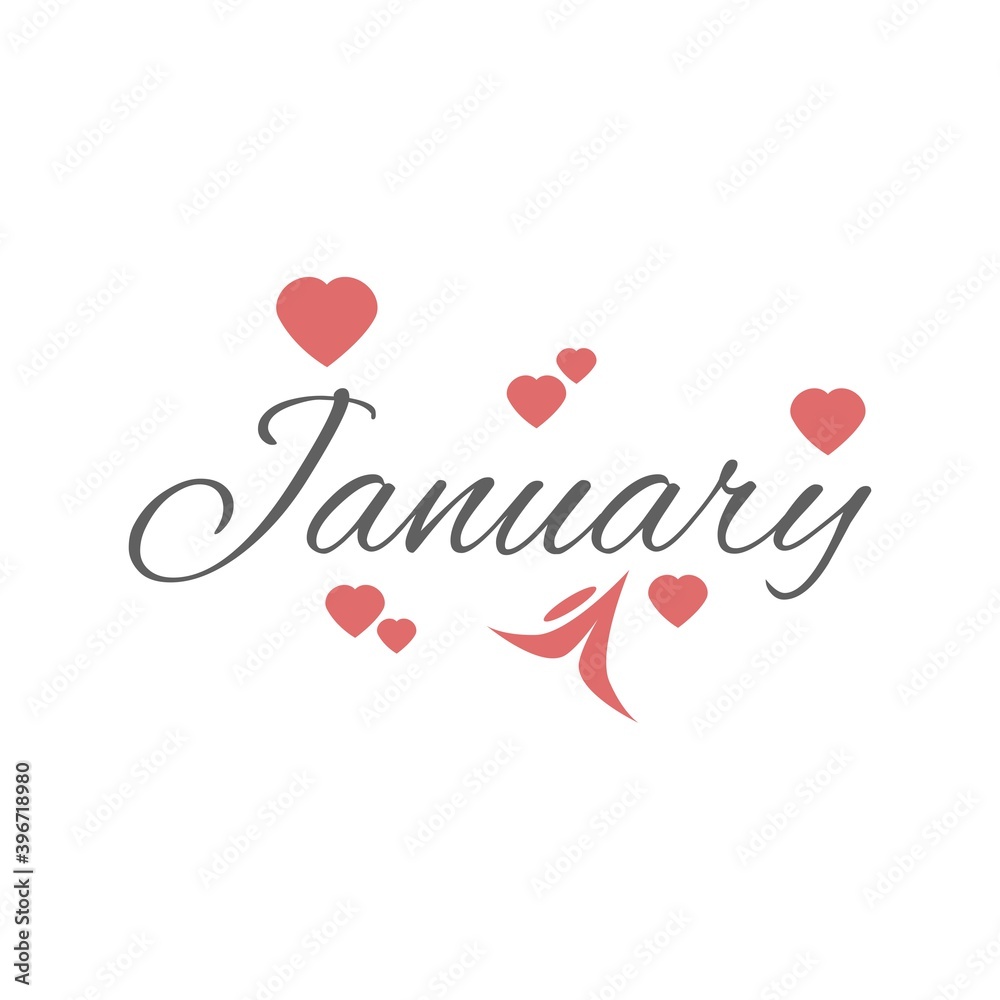 Naklejka premium January calendar month name vector illustration.