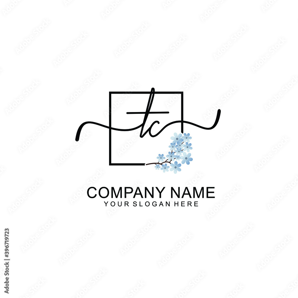 Initial TC Handwriting, Wedding Monogram Logo Design, Modern Minimalistic and Floral templates for Invitation cards