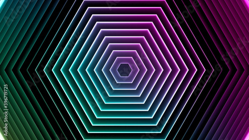 Abstract neon background of hexagons