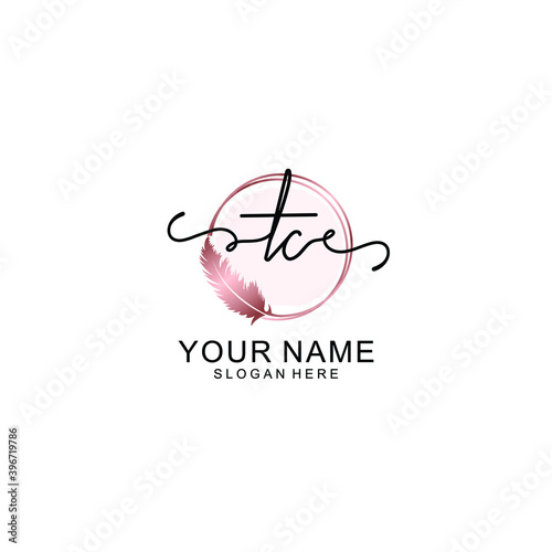 Initial TC Handwriting, Wedding Monogram Logo Design, Modern Minimalistic and Floral templates for Invitation cards
