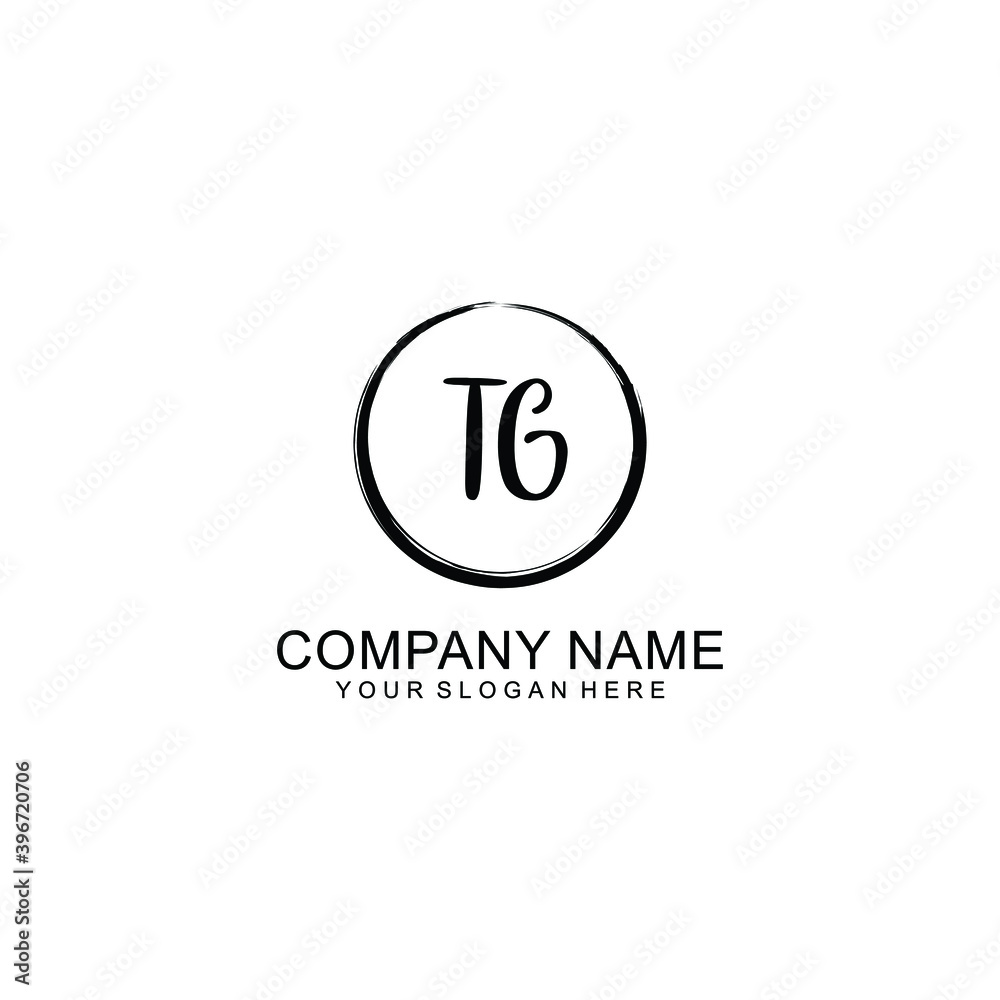 Initial TG Handwriting, Wedding Monogram Logo Design, Modern Minimalistic and Floral templates for Invitation cards