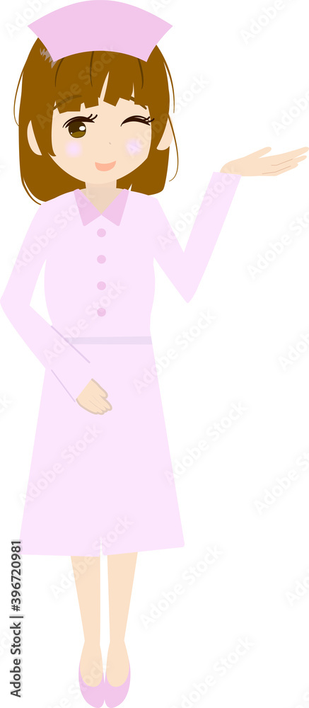 案内する可愛い看護師さんのイラスト 案内する可愛い看護師さんのイラスト