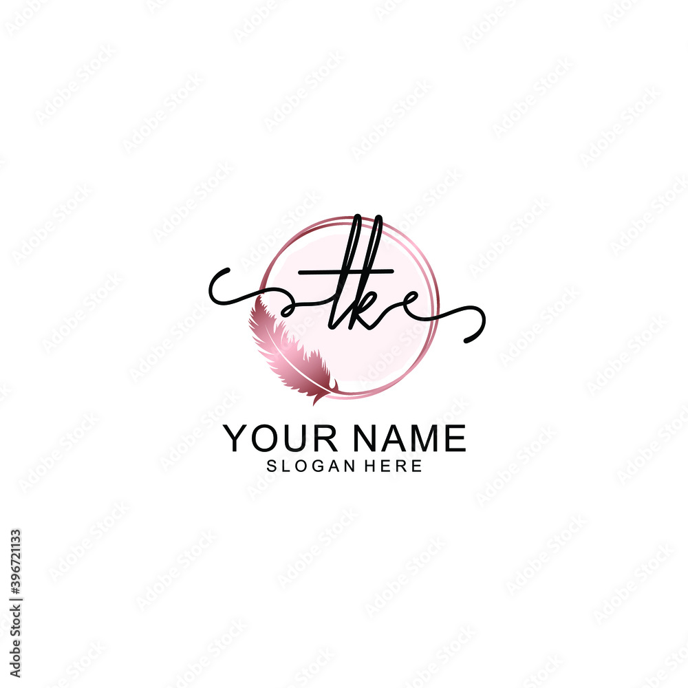 Initial TK Handwriting, Wedding Monogram Logo Design, Modern Minimalistic and Floral templates for Invitation cards Initial TK Handwriting, Wedding Monogram Logo Design, Modern Minimalistic and Floral templates for Invitation cards