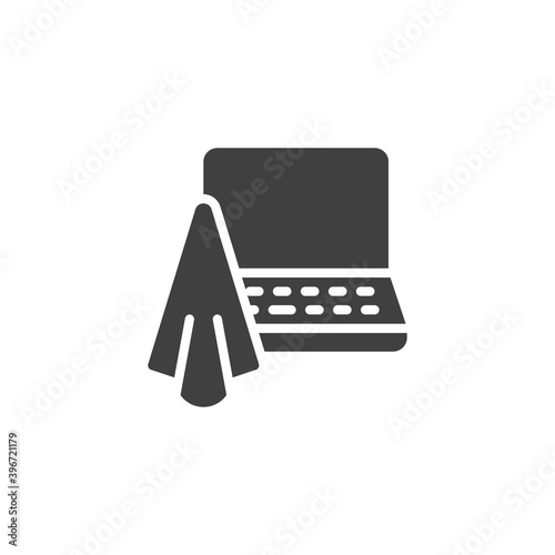 Clean laptop surface vector icon. filled flat sign for mobile concept and web design. Laptop disinfection glyph icon. Symbol, logo illustration. Vector graphics