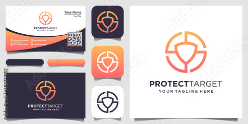 security target Logo designs Template. symbol shield combined with target sign.