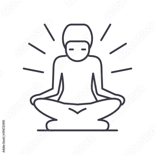 Meditation icon, linear isolated illustration, thin line vector, web design sign, outline concept symbol with editable stroke on white background.