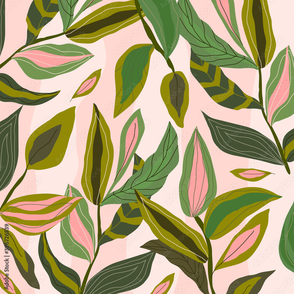 Abstract leaves background vector illustration hand draw design Abstract leaves background vector illustration hand draw design