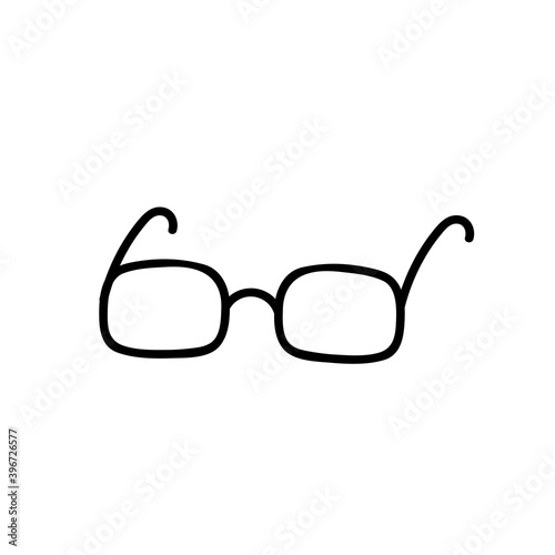 Hand drawn vector doodle illustration. Glasses. Black outline isolated on white background