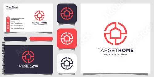 target home Logo designs Template. house combined with target sign.
