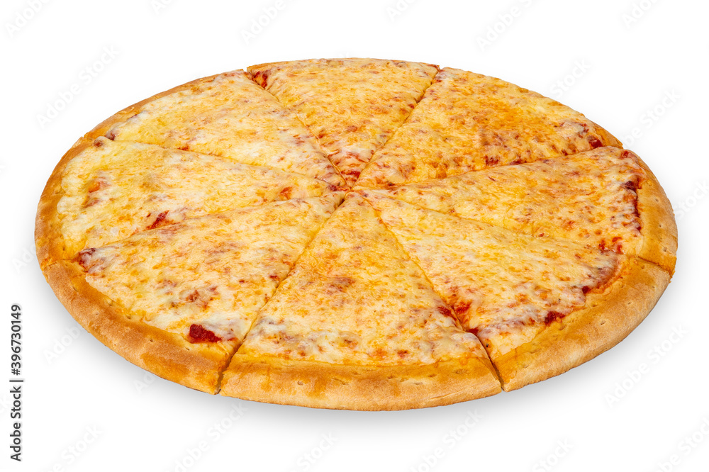 Cheese pizza isolated on a white background. Pizza Margarita