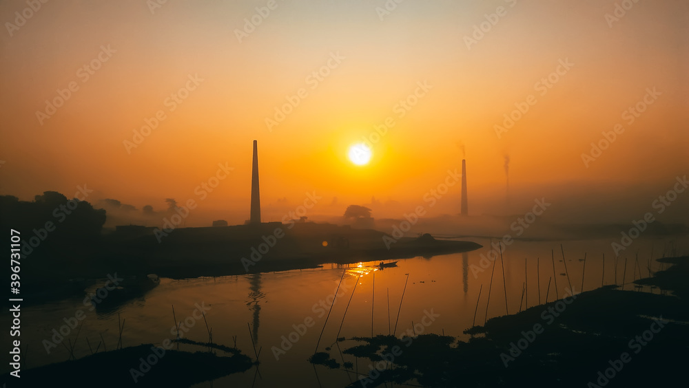Beautiful Winter Morning Sunrise view Titas River