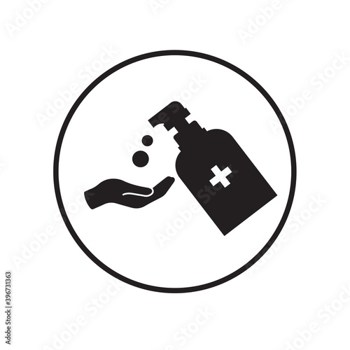 Disinfection. Hand sanitizer bottle icon, washing gel. Vector illustrationDisinfection. Hand sanitizer bottle icon, washing gel. Vector illustration	
