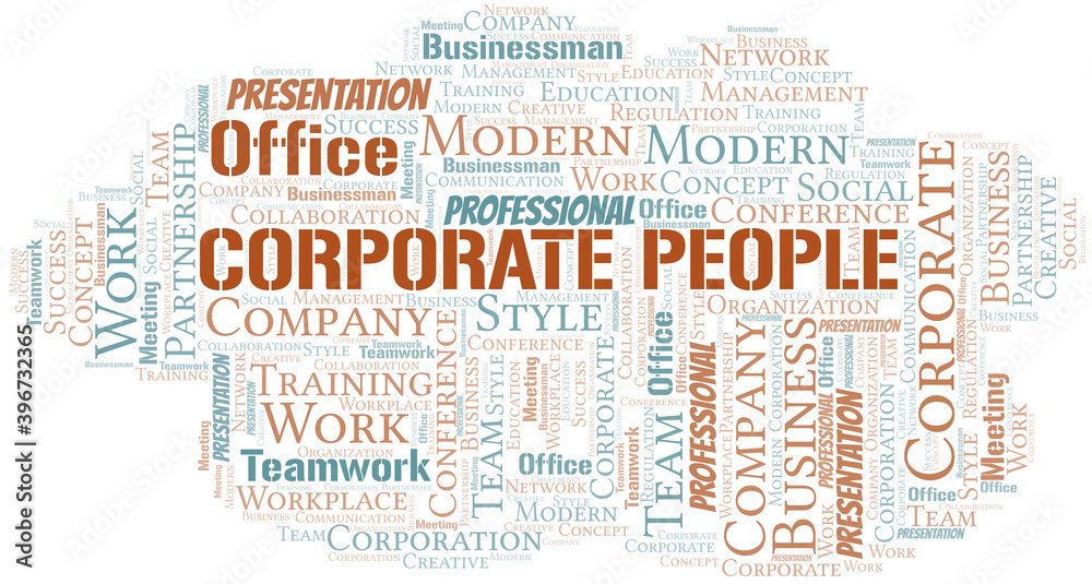 Corporate People vector word cloud, made with text only.