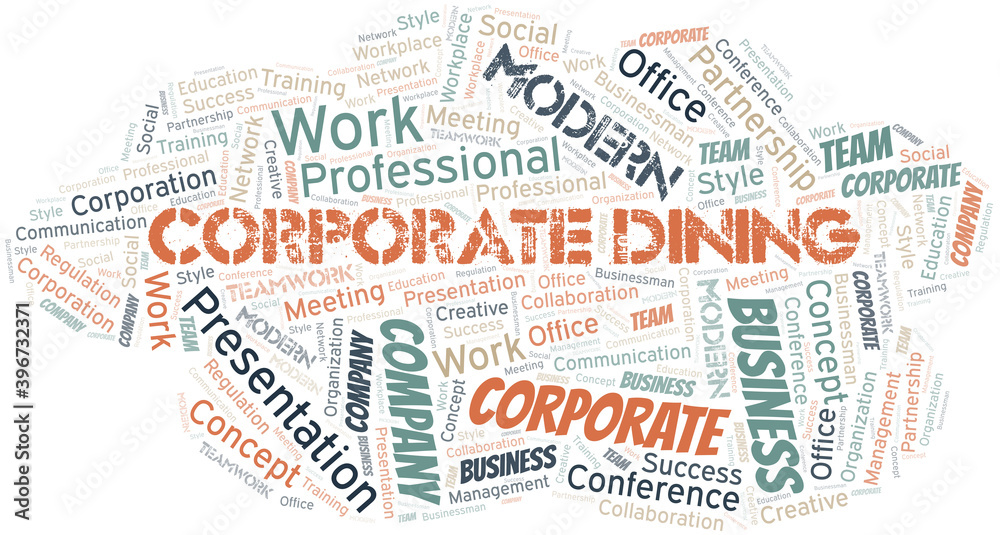 Corporate Dining vector word cloud, made with text only.
