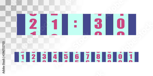 Set of numbers electronic counter on a transparent background.