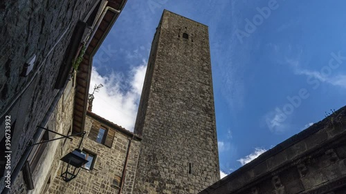 Palazzo degli Alessandri, in Pellego square in Viterbo. Ancient medieval complex of one of the families of Viterbo. Timelapse photo