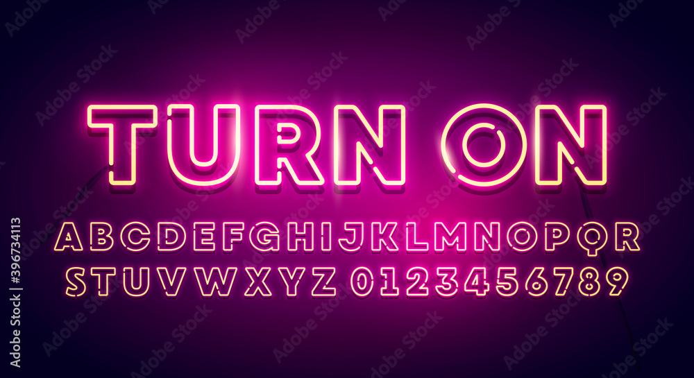 Vector Illustration Retro Glow Font. Neon Light Typography. Vector Illustration Retro Glow Font. Neon Light Typography.