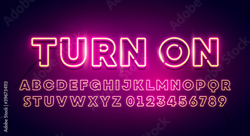 Vector Illustration Retro Glow Font. Neon Light Typography. 