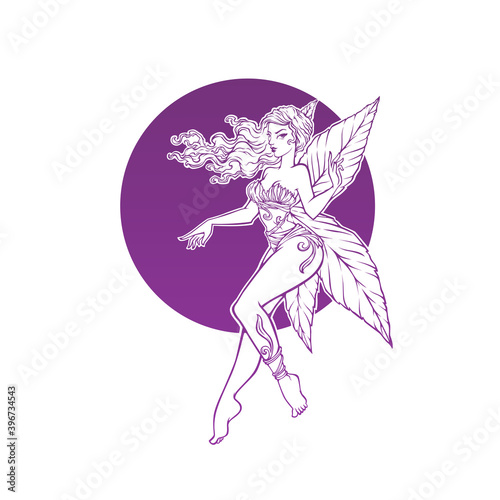 mistyc elf princess, fairy of fantasy world, vector illustration