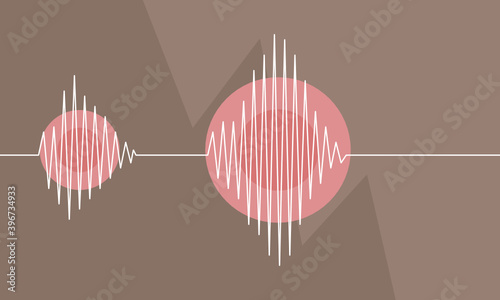 Earthquake seismograph wave illustration. Geological disaster.