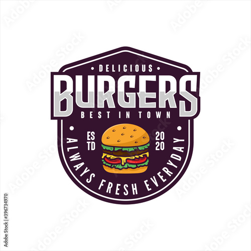 Burgers badge vector design logo