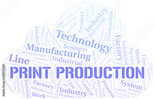 Print Production word cloud create with text only.