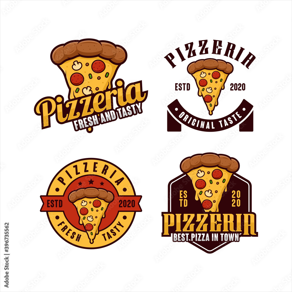 Pizzeria badge vector design logo collection