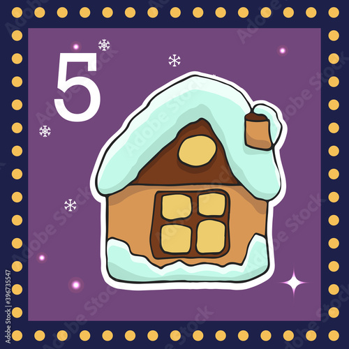 Christmas  advent calendar for kids. Vector Christmas illustration with christmas decorate.