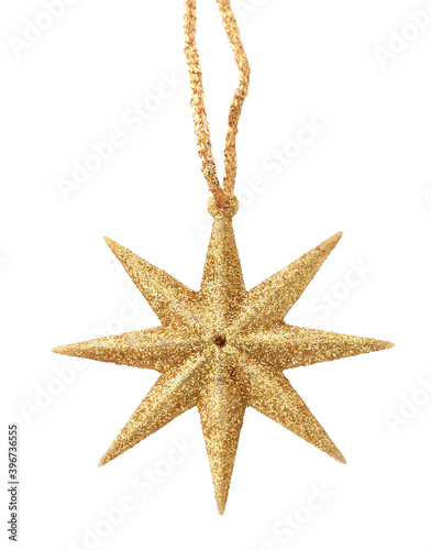 Christmas golden star glitter coating isolated on white