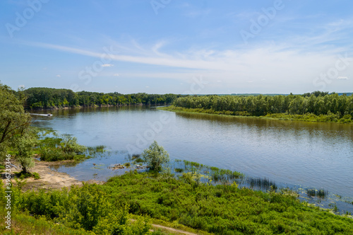 Shore of the Don river in the environs of Rostov-on-Don, Rostov region. Summer landscape in Veshenskaya village
