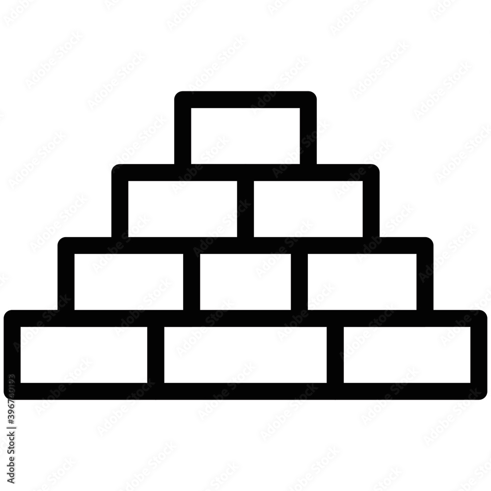 Build bricks and linear icons. Line with editable stroke isolated on white background Build bricks and linear icons. Line with editable stroke isolated on white background