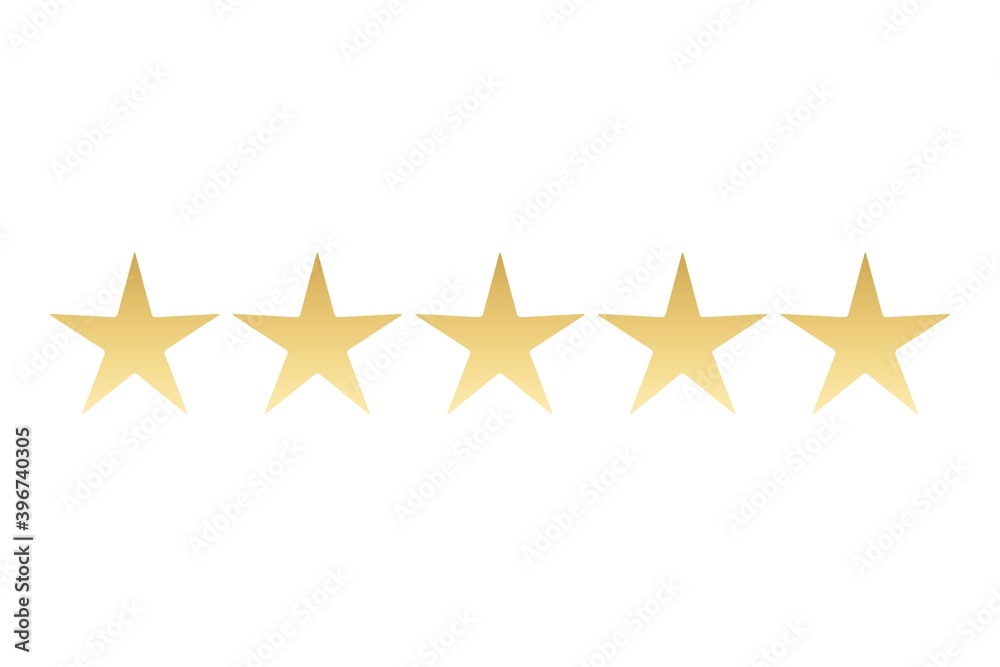 Vector illustration of five golden stars is the best, high quality graphic representation of the concept.