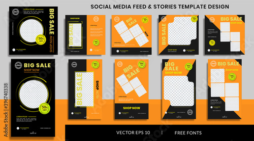 Sale instagram stories and feed post bundle kit promotion template