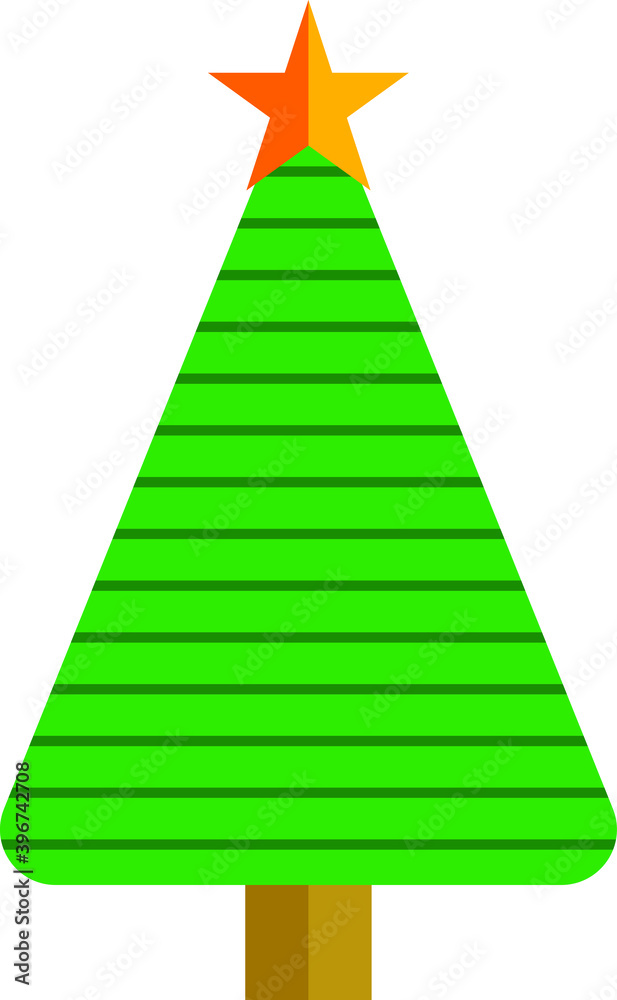 Simple cartoon hand drawn vector Christmas tree with ornaments Simple cartoon hand drawn vector Christmas tree with ornaments