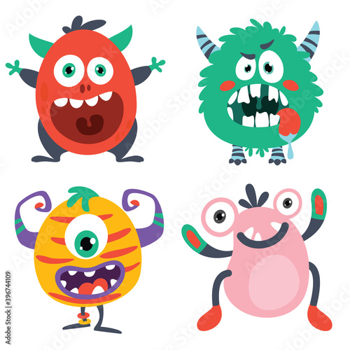 Set Of Cute Colorful Monsters