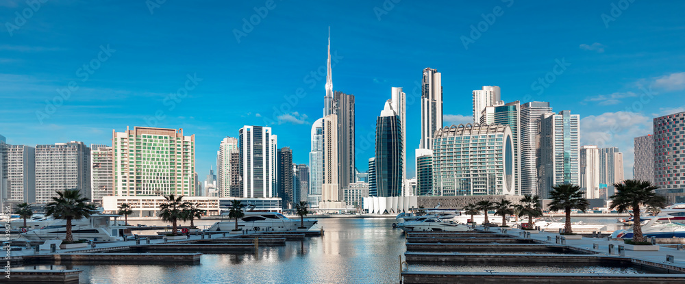 Dubai - modern city center skyline with luxury skyscrapers, United Arab Emirates
