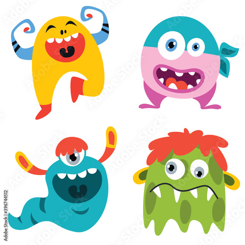 Set Of Cute Colorful Monsters