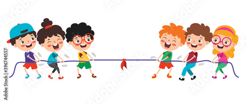 Funny Kids Playing Pulling Rope