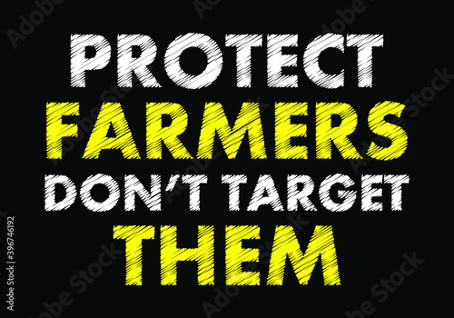 Protect farmers don't target them writing on black chalkboard. Banner. 