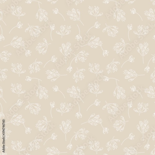 Brown Taupe Botanical Floral Seamless Pattern Background